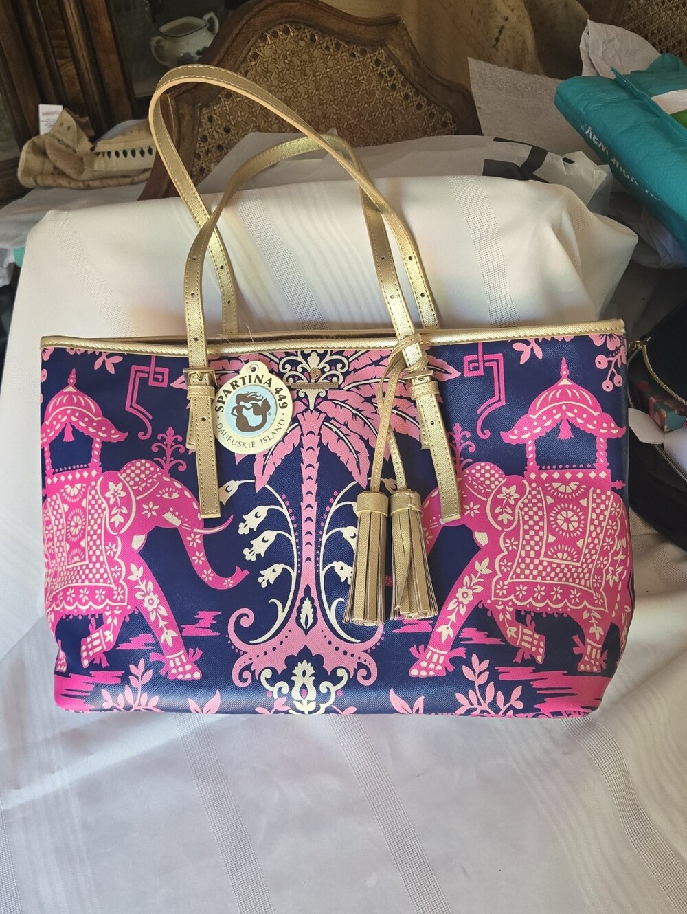 NWT Rare Spartina Large Coated Canvas Bag